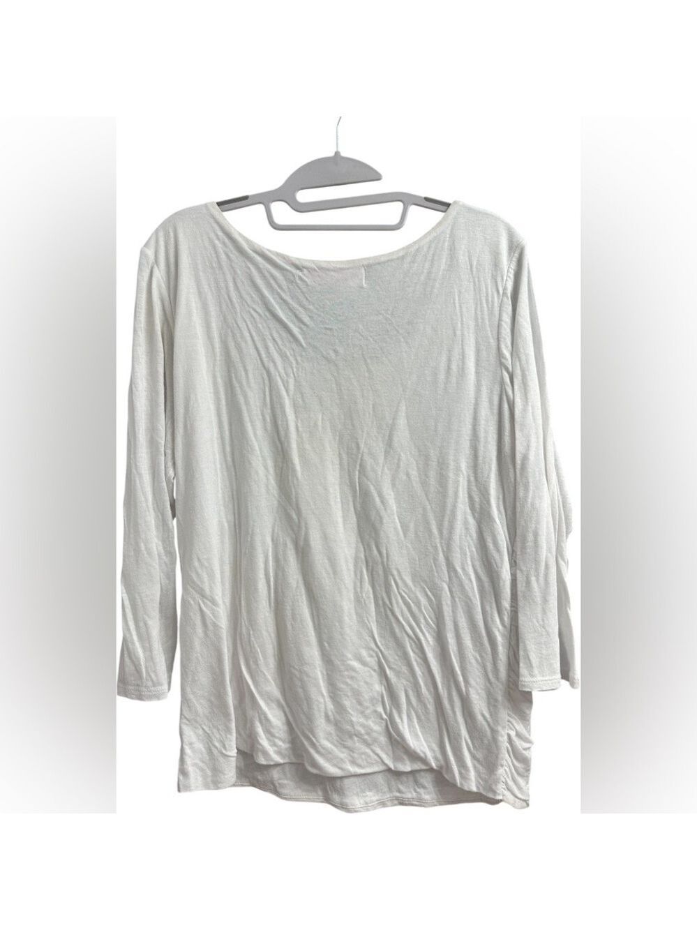 Peck & Peck Off White Ruched 3/4 Sleeve Top - Picture 3 of 4